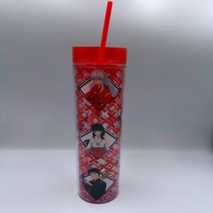 Inuyasha Anime Acrylic Travel Tumbler with Straw 22oz Just Funky Red Characters
